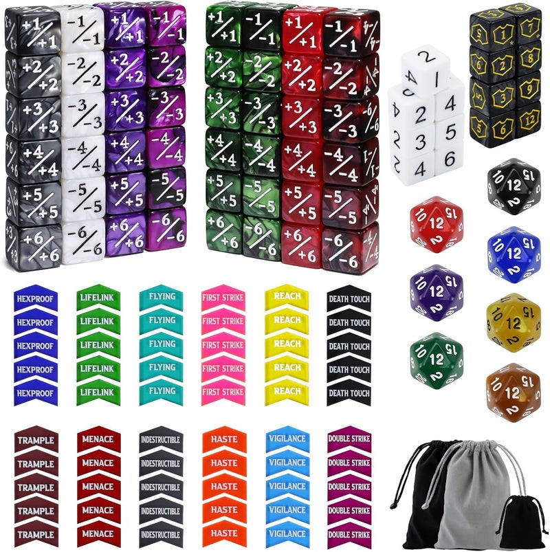 FIGURESLAB Store 130PCS MTG Keyword Counters Tokens & MTG Life Counter Dice Set for Magic Card Accessories, Compatible with MTG CCG Card Gaming Accessories - Image 1